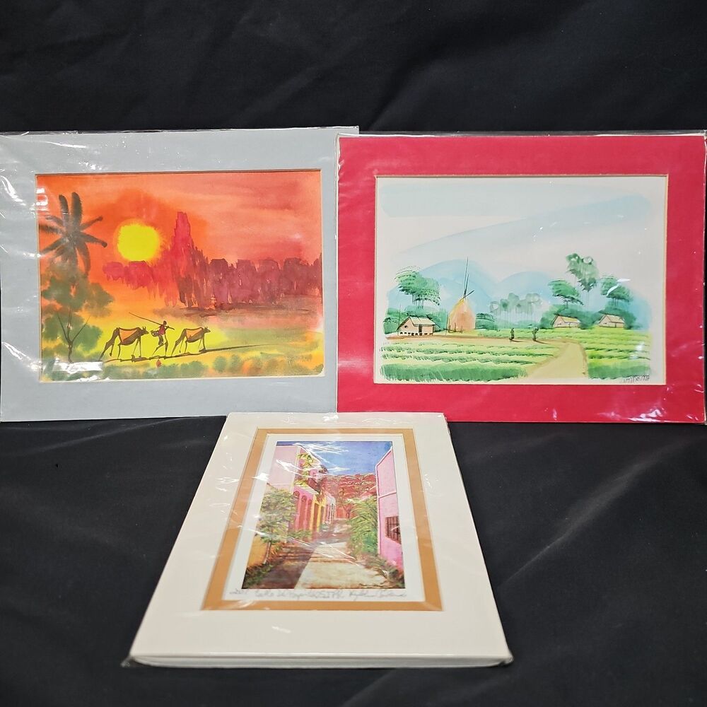 vintage watercolor print lot Of 3
